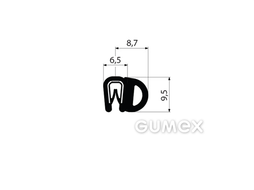 GUMMIPROFIL PIRELI U-FORM MIT SEITLICHER DICHTUNG - DICHTUNG MIT ARMIERUNG - PVC
